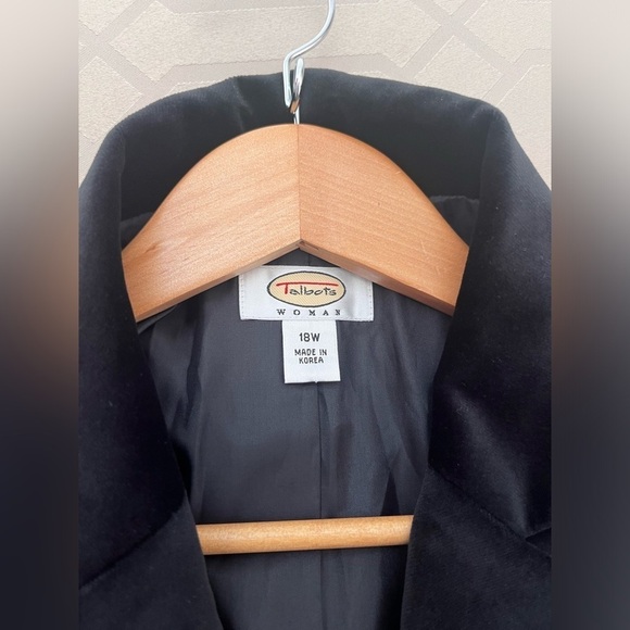 Talbots Black Velvet Cotton Silk Blend Blazer Jacket Plus Size 18W - Picture 3 of 7
